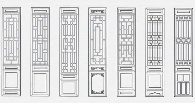 长安常用中式仿古花窗图案隔断设计图